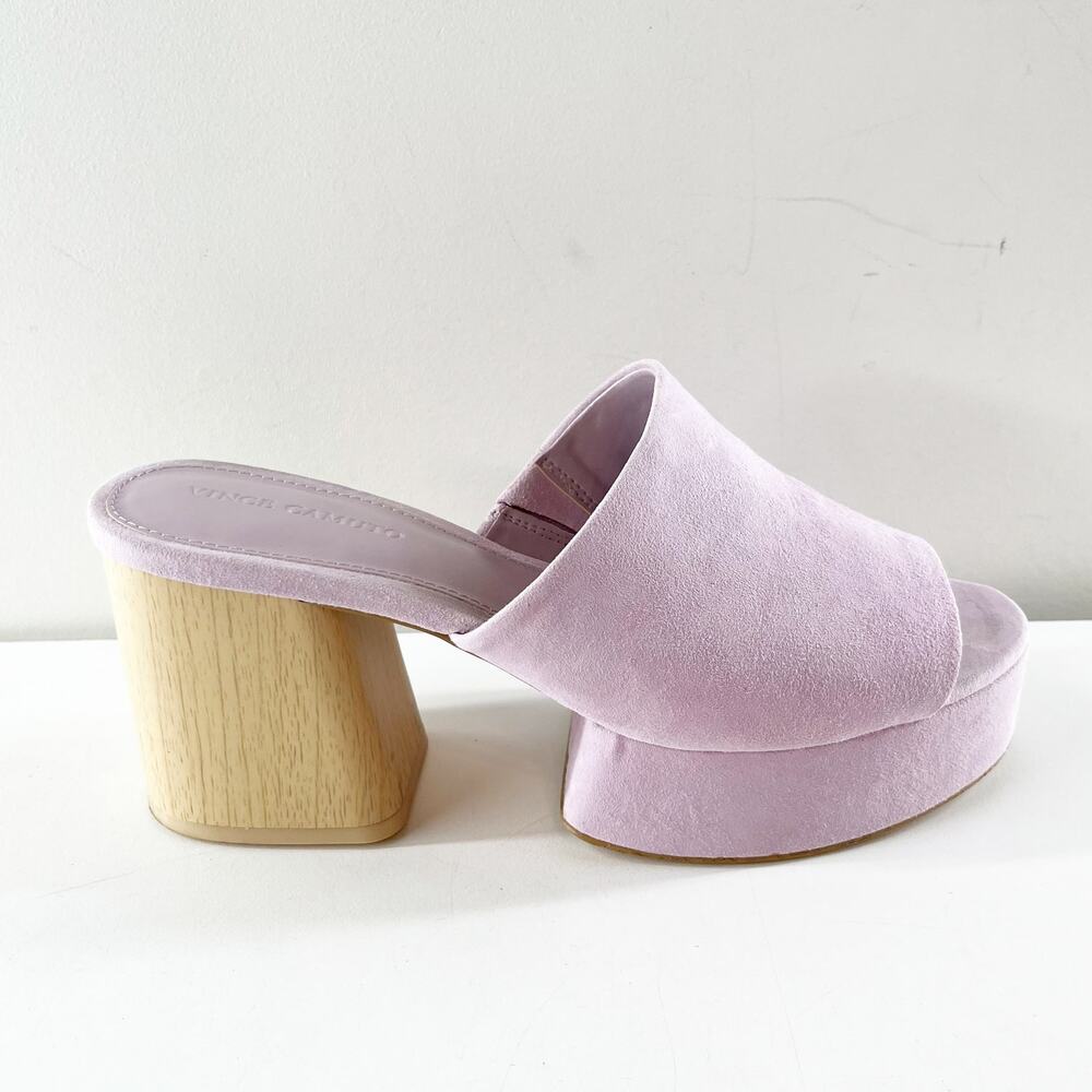Vince Camuto Feshania Platform Mule Slide Block Heel Sandals Lavender Haze 7